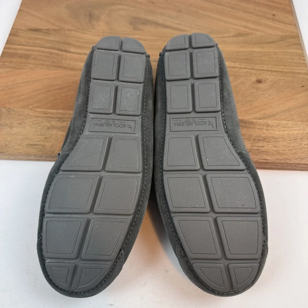 New Mens‎ Koolaburra By Ugg Tipton Gray Leather Faux Fur Lined Slippers Size 9 M